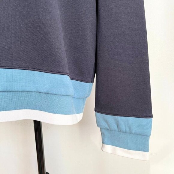 LACOSTE MEN'S NAVY DUSTY BLUE WHITE STRIPED CREWNECK LONG SLEEVE SWEATSHIRT - XL - Picture 6 of 6